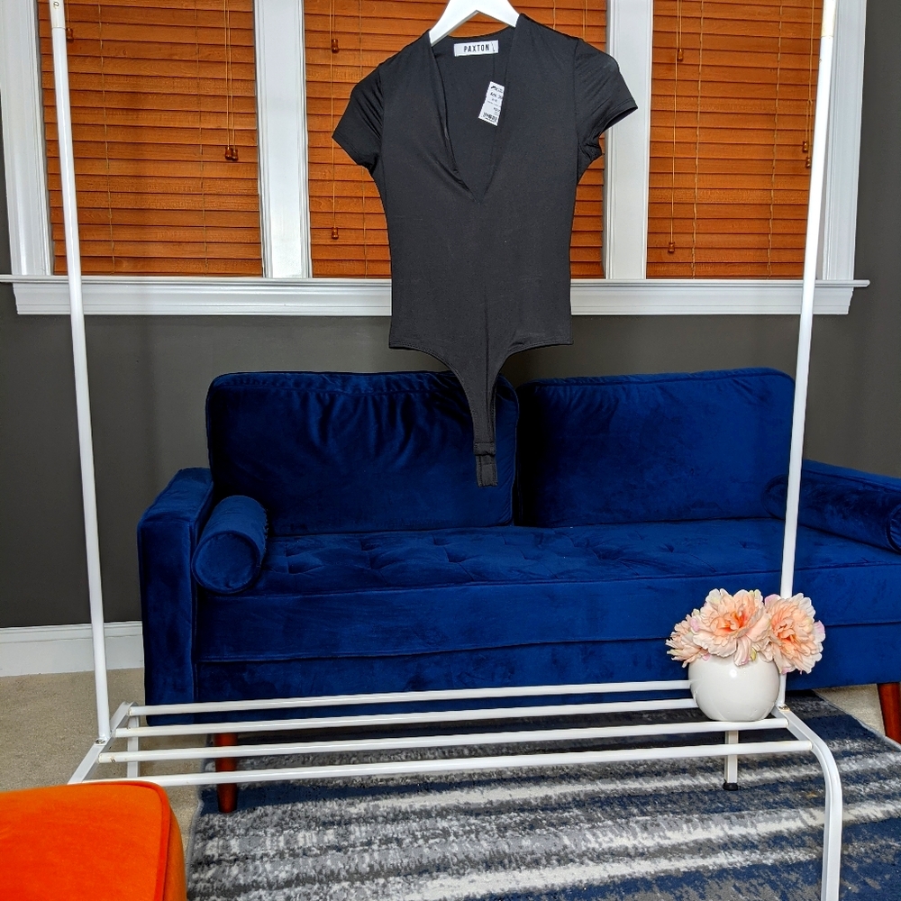 Akira PAXTON V Neck Short Sleeve Viscose Bodysuit